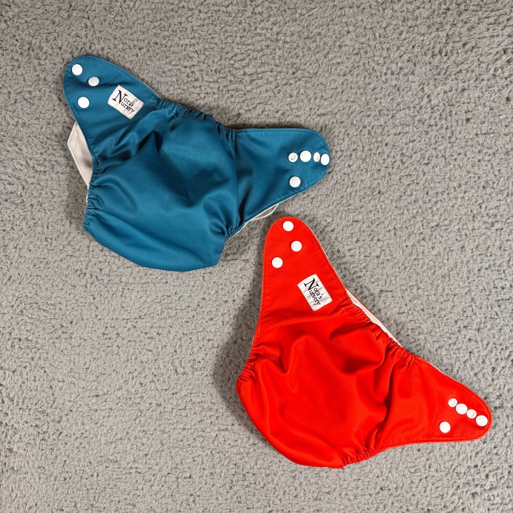 Nora's Nursery Cloth Diaper Reusable Cover Lot of 2 Snap Closure